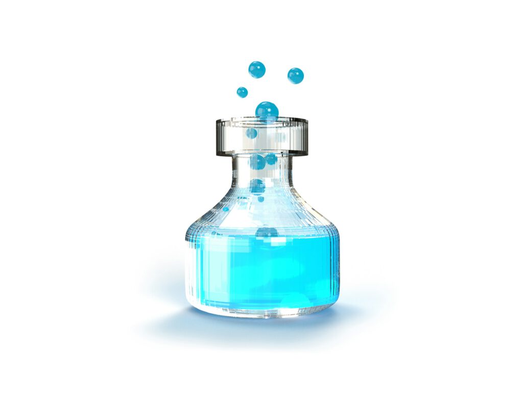 Laboratory flask containing liquid, representing chemical testing and research.