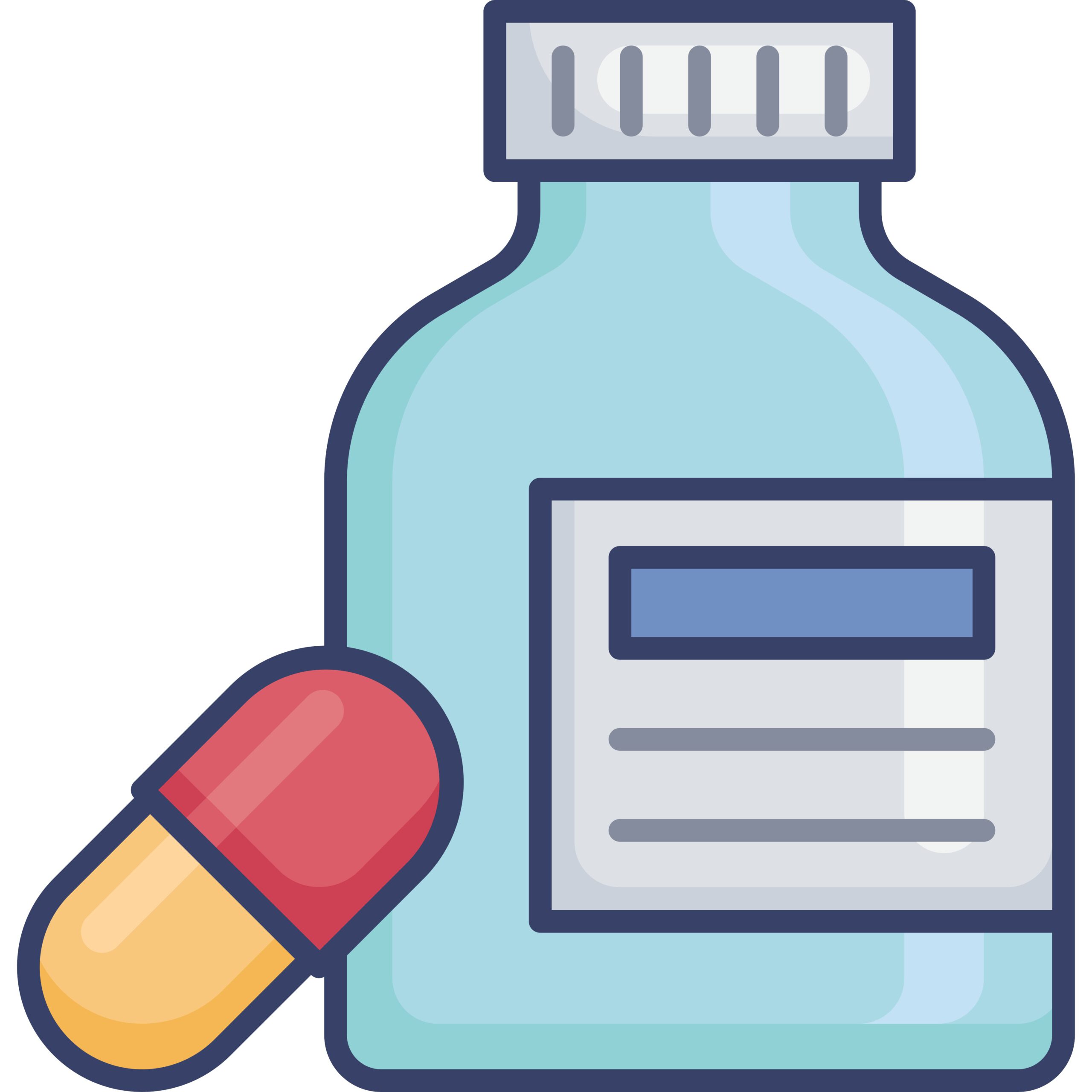 Medicine bottle with a capsule representing pharmaceutical treatment.