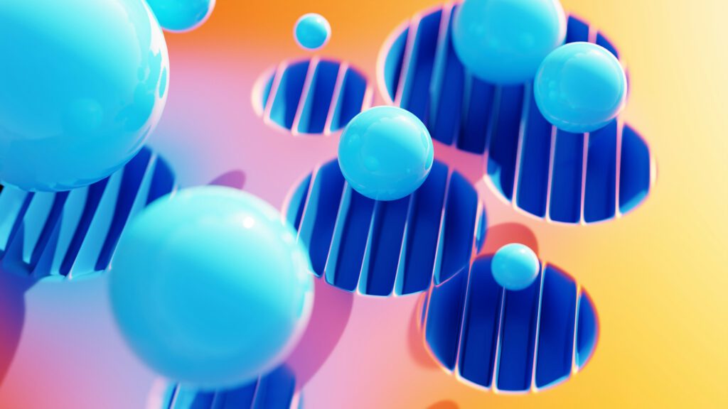 Abstract molecular structure illustration representing pharmaceutical science and drug research.